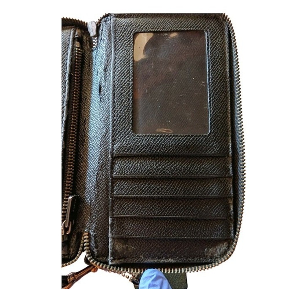 VTG Coach Iridescent Double Zip Wristlet Wallet Green Purple Crossgrain Leather - Picture 8 of 13